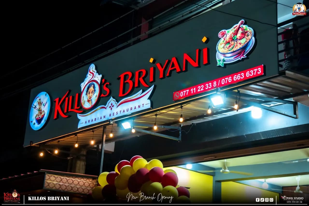Signature Arabian biriyani plated with rich spices at Killo's